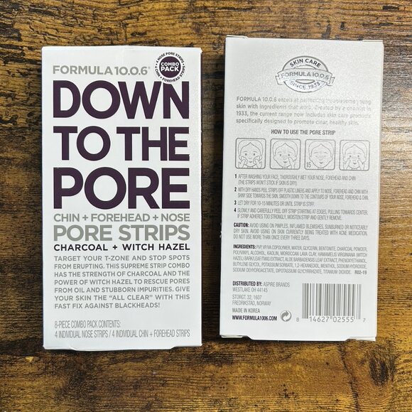 Down To The Pore Chin + Forehead + Nose Pore Strips | Charcoal + Witch Hazel - Picture 1 of 3